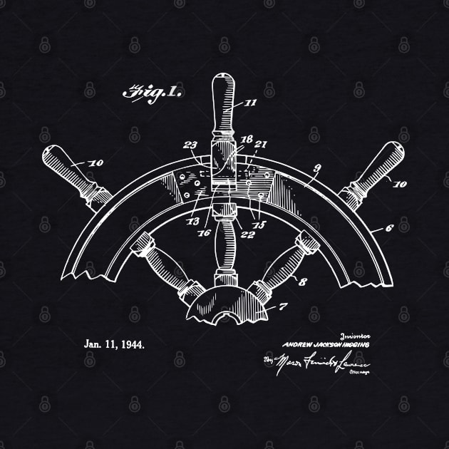 Ship Steering Wheel 1944 Patent Print by MadebyDesign